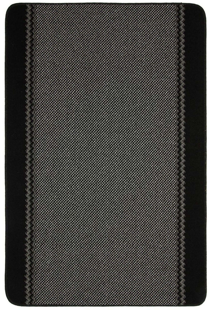 Machine Washable Designer Mats | Bordered Line Design Black