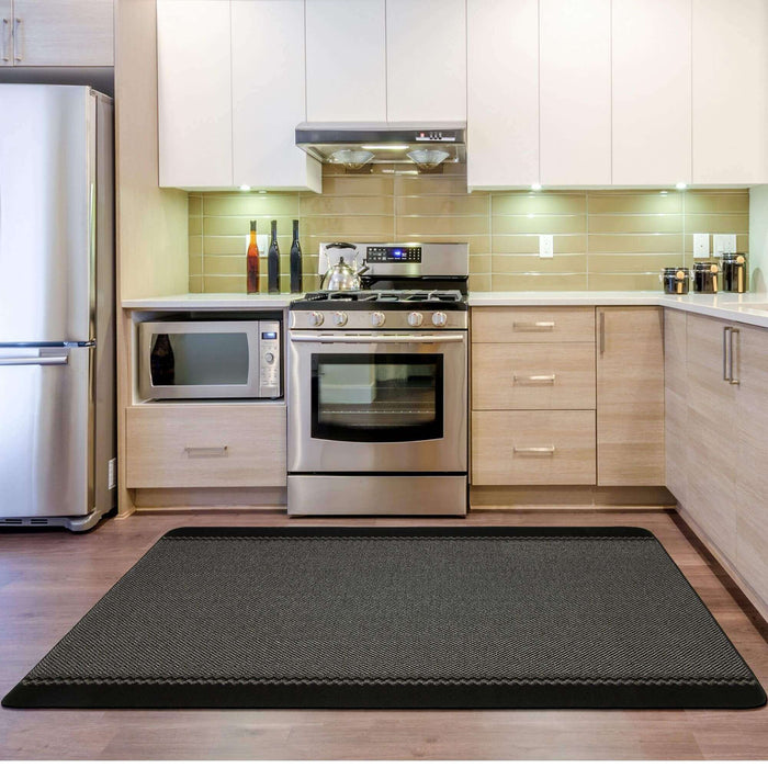 Machine Washable Designer Mats | Bordered Line Design Black