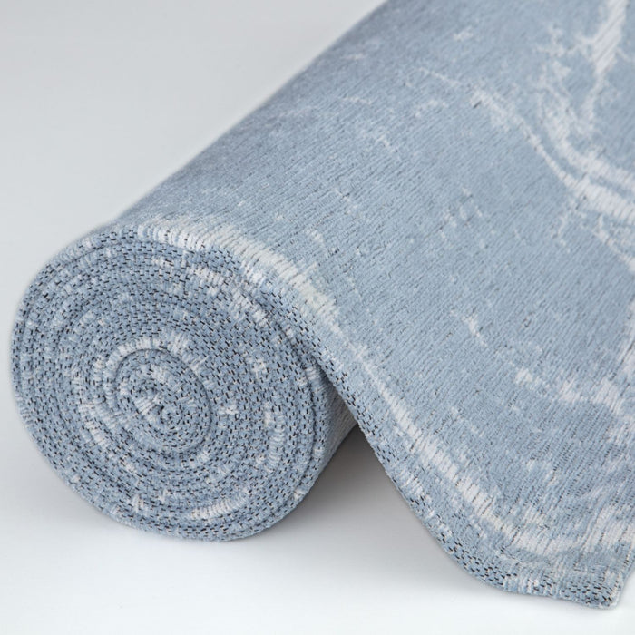 Machine Washable Flatweave Rug Abstract Blue