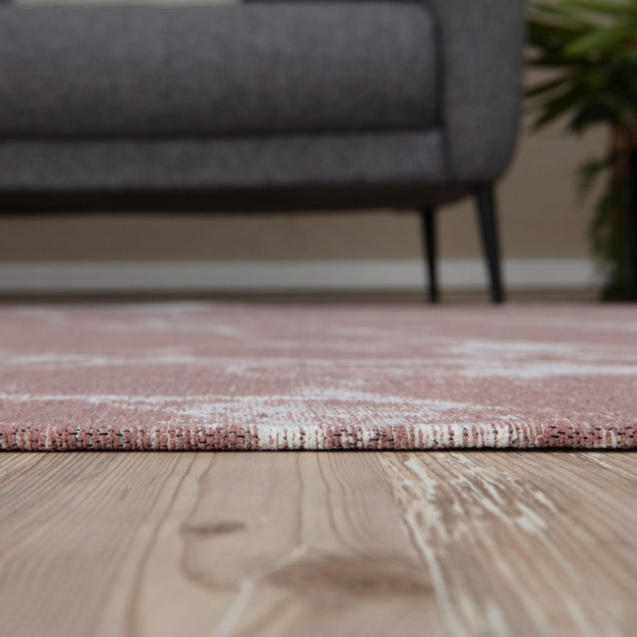 Machine Washable Flatweave Rug Abstract Pink