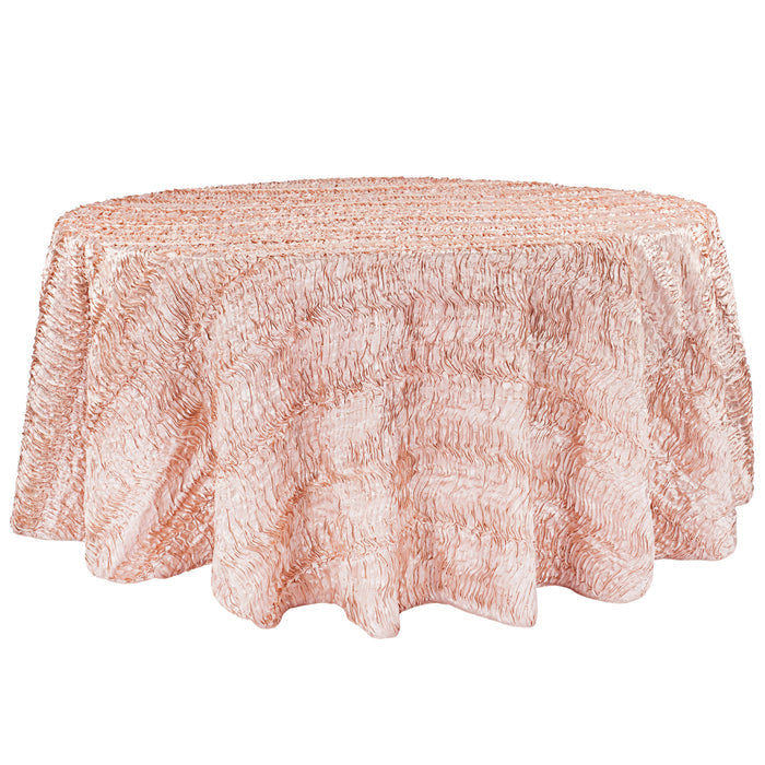 Wave Satin 120" Round Tablecloth - Blush/Rose Gold - CV Linens