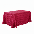 Wedding Rosette Satin Rectangular Tablecloth - Fuchsia