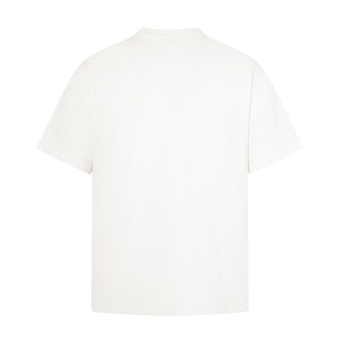 Plain white short-sleeve T-shirt shown from the back on a clean white background