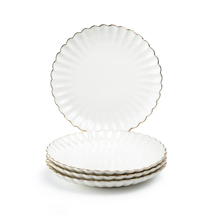 White Gold Shell Fine Porcelain Dessert/Dinner Plate