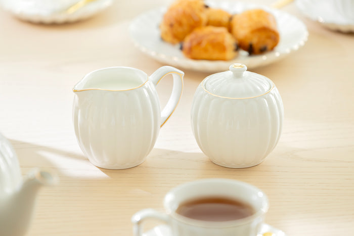 White Gold Shell Fine Porcelain Tea Set