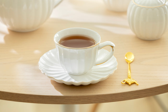 White Gold Shell Fine Porcelain Tea Set