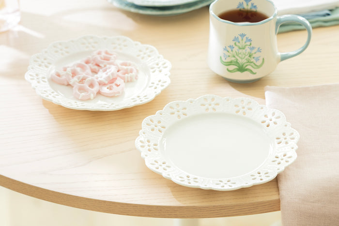 White Lace Blossom Fine Porcelain Dessert Plate