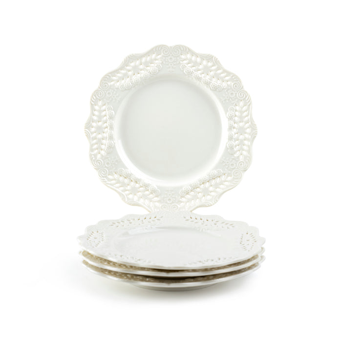 White Victorian Fine Porcelain Dessert/Dinner Plate