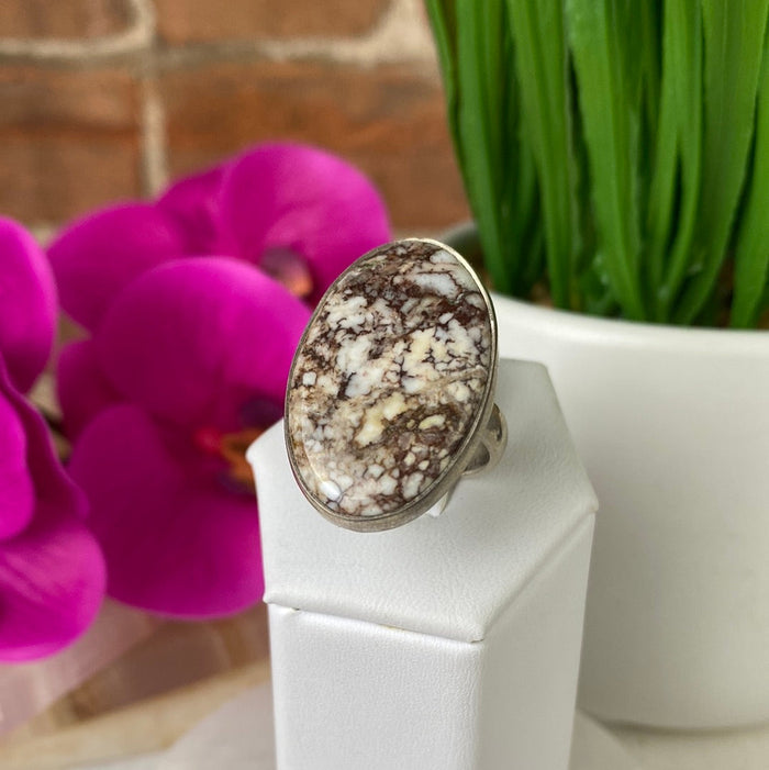 Wild Horse Jasper Ring 1" with sterling silver Adjustable Band