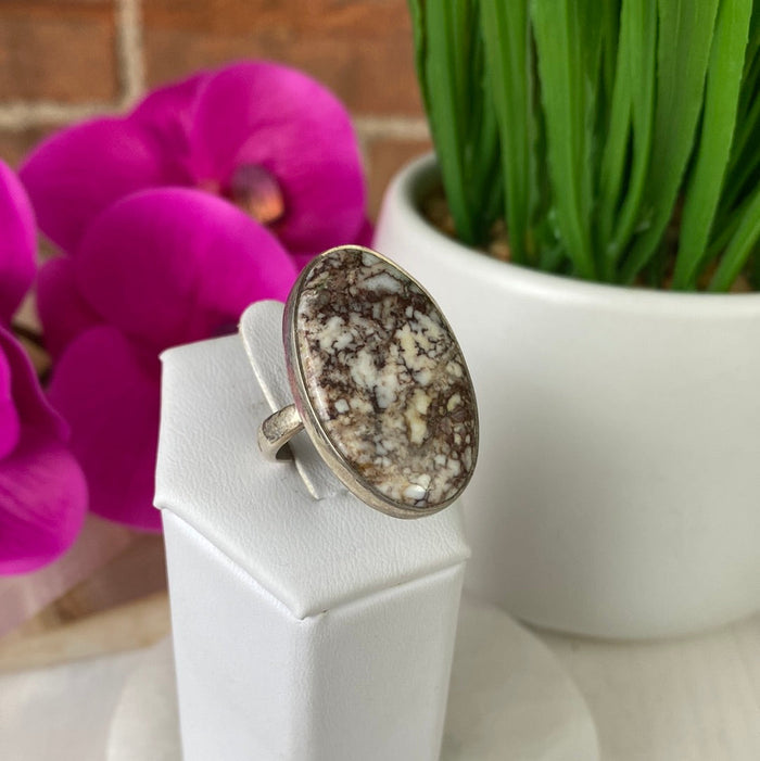 Wild Horse Jasper Ring 1" with sterling silver Adjustable Band