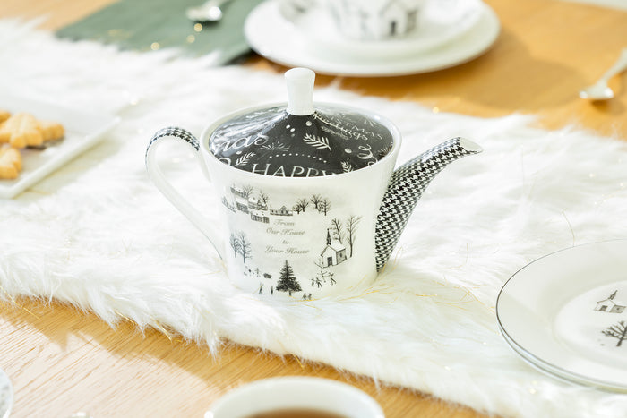 Winter Wonderland Santa Carriage Bone China Tea Set