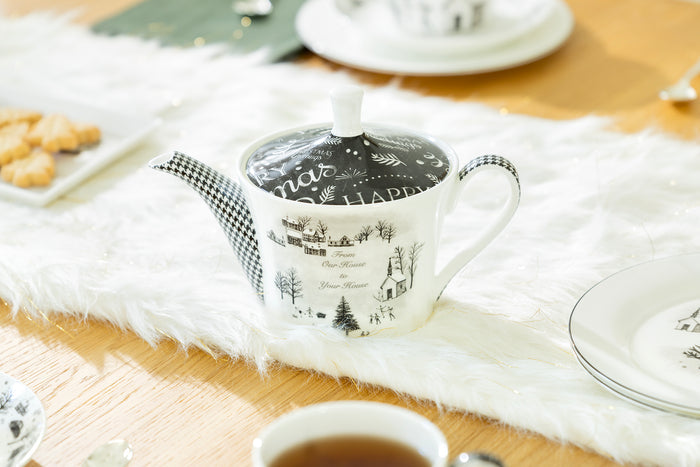 Winter Wonderland Ski Village Bone China Tea Set