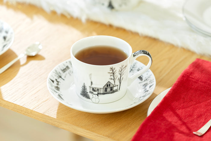 Winter Wonderland Snowman Village Bone China Tea Set