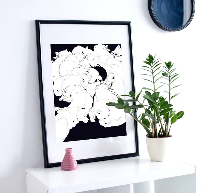 PinkPolish Design Art Prints "Wolf Pack" Digital Drawing: Art Print