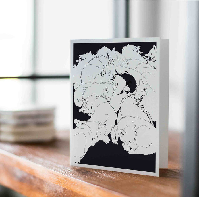 PinkPolish Design Note Cards "Wolf Pack" Handmade Notecard