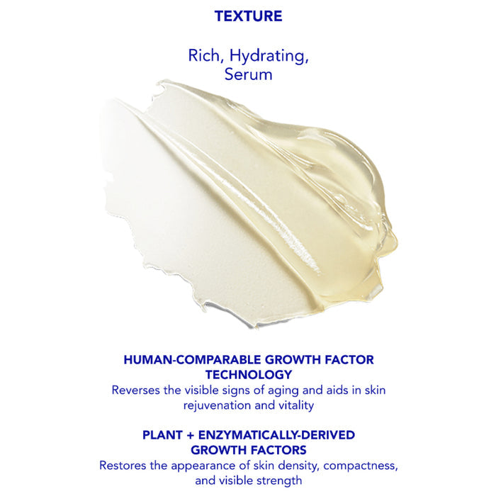 Creamy texture with text describing features on a white background